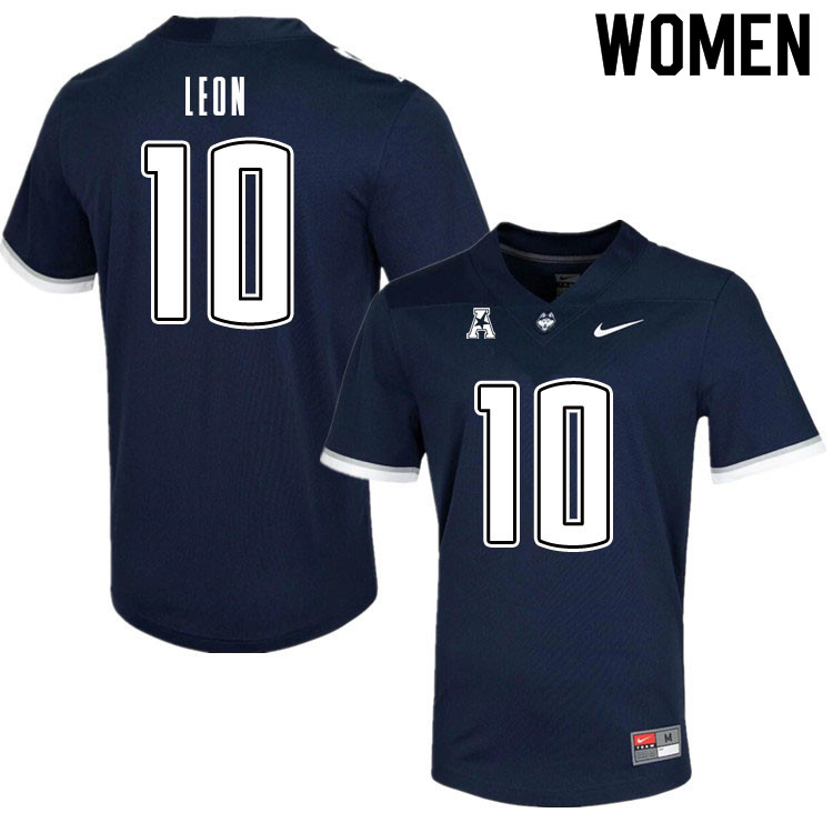 Women #10 Micah Leon Uconn Huskies College Football Jerseys Sale-Navy